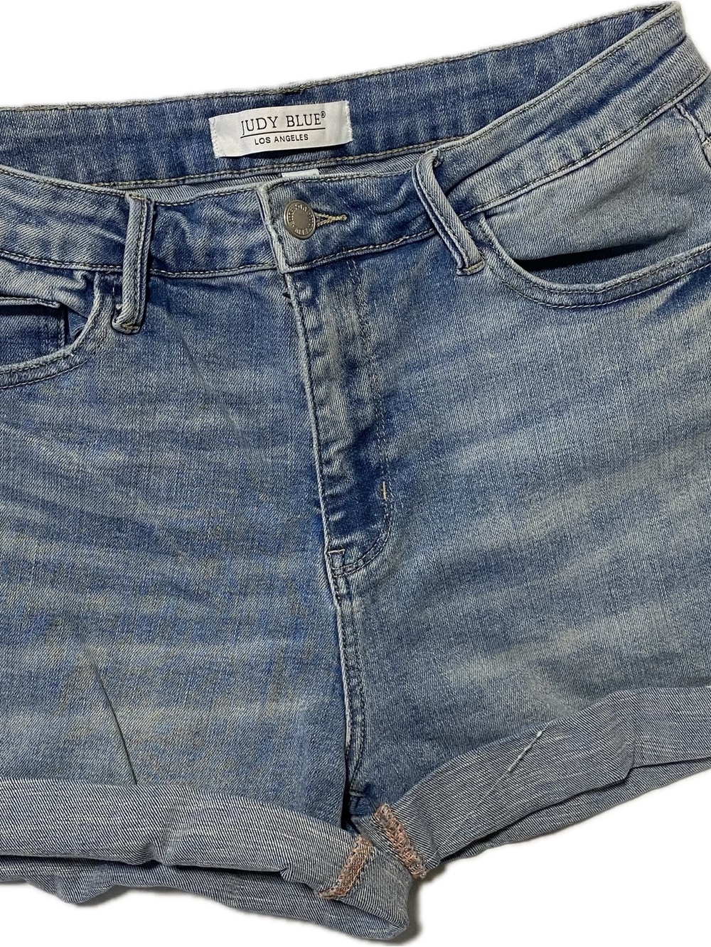 Judy Blue Faded Blue Rolled-Hem Denim Shorts